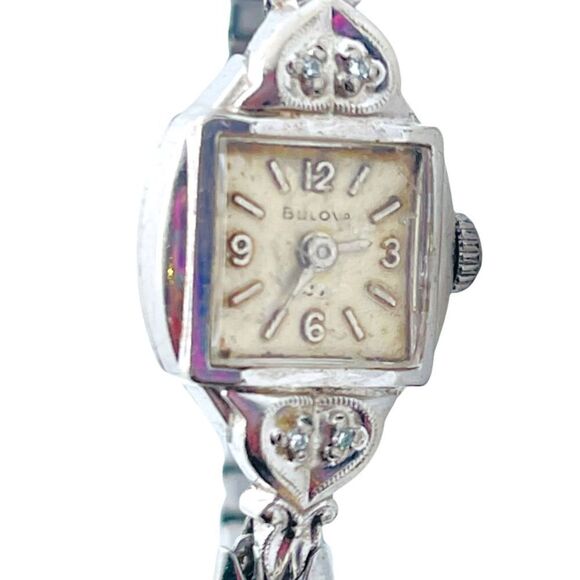 Vintage 1960s Bulova M2 4 Diamond 10k Gold Plated 17 Jewels Ladies Wrist Watch main image 6